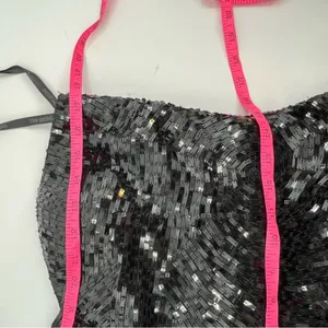 Sherri‎ Hill 3D sequin strapless dress black LBD sz 10 thumbnail 5
