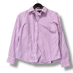 Lands' End Women's M Pink Striped‎ No Iron Button-Up Shirt Officecore Old Money thumbnail 2
