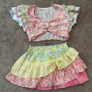 Loveshackfancy Floral Ruffle Kielle Ruffle Crop Top & Mayze Mini Skirt Set Small thumbnail 2