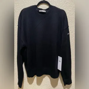 ALO Yoga NWT Unisex Wool Cashmere New Class Crewneck Sweater Black Size M thumbnail 7