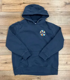 WEARS WOODY Vintage Heavyweight Navy Blue Jeep Hoodie | Size Large thumbnail 1