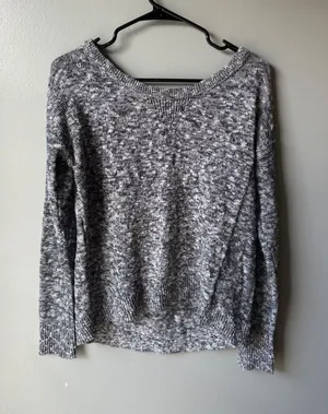 American Eagle Medium Marled Knit Boat Neck Sweater Gray Long Sleeve thumbnail 1