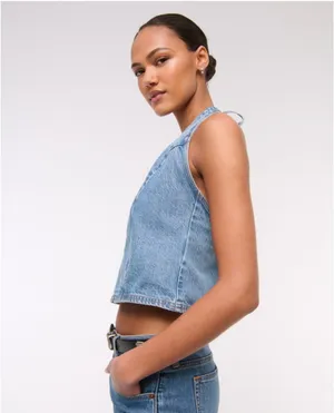 Abercrombie & Fitch Denim Halter Top thumbnail 4