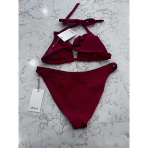 NWT Quince Red Italian Full Coverage Ring Triangle Bikini Top & Low Rise Bottom thumbnail 2