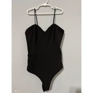 NBD Women‎ Black Sweetheart Neckline Strappy Bodysuit Size S Date Night Gothic thumbnail 6