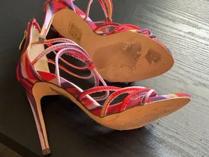 So Me Multicolor Strappy Heels Red Size 8 thumbnail 1