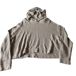 Athleta Waffle Crop Oversized Hoodie Beige Large thumbnail 2