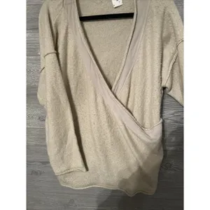 Free People Intimately Women's Oversized Wrap Sweater in Beige Size‎ Small thumbnail 6