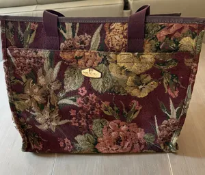 Vintage Ricardo Beverly Hills Floral Tapestry Travel Tote Weekender Carry On thumbnail 1