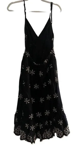 ZARA SIZE M WOMEN Embroidered Dress Black HALTER NECK thumbnail 4