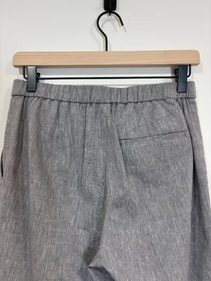 🌟 THEORY 🌟 TREECA PULL ON ELASTIC STRETCH LINEN ANKLE PANT TROUSER GRAY SZ 2 thumbnail 5
