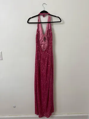 {M} Scala Fuchsia Sequin Halter Gown thumbnail 9