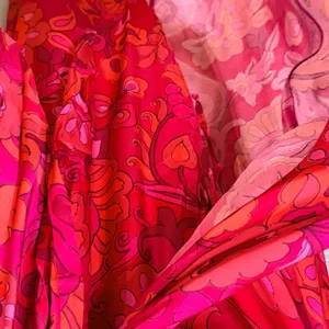 MISA Los Angeles Psychedelic Floral Wrap Maxi Dress Pink Red Orange V-Neck Boho thumbnail 8
