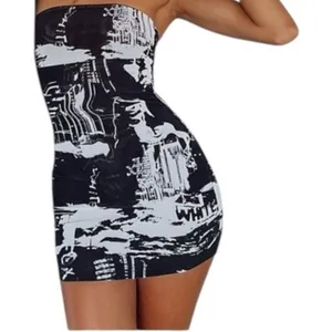 White‎ Fox Get Closer Black / White Graphic Print Mesh Mini Tube Dress Size XL thumbnail 1