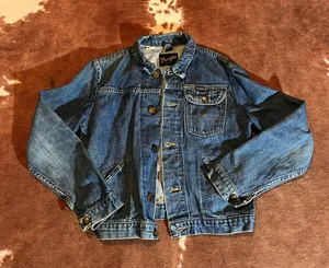 Vintage Wrangler jean jacket kids size 14 No flaws hand embroidered flower thumbnail 1