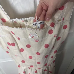Reformation Rowen Linen Dress Pink Polka Dot 12 thumbnail 5