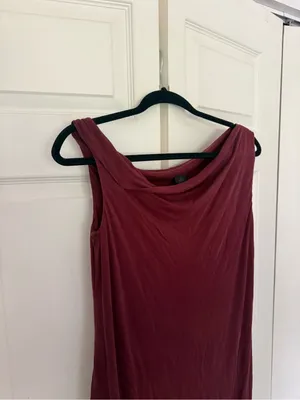 818 Clothing Dark Red Wine Assymmetrical Dress Stretch Midi Knee Length Dress M thumbnail 3