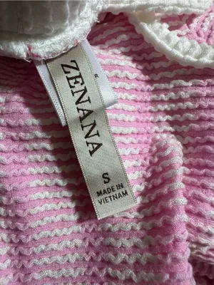 Zenana Raised Rib Striped Pullover & Wide Leg Pants Set Womens Lt Pink Sz Medium thumbnail 9