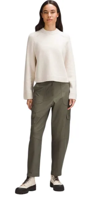 Lululemon Brushed Cotton Merino Blend Crewneck Sweater Ivory Preppy Size Small thumbnail 1