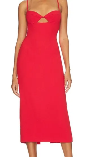 Red Bardot Vienna midi dress with cut-out detail NWT thumbnail 1