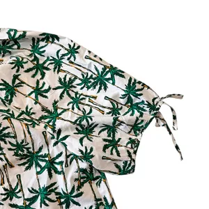 J CREW Palm Trees Tropical Printed Cotton Button Down Puff Sleeve Top Sz Medium thumbnail 3