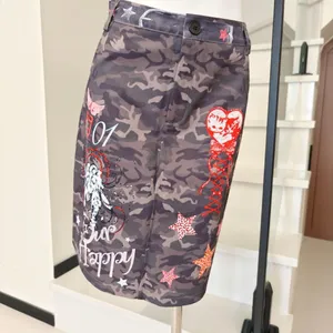 Camouflage Midi Pencil Skirt Graffiti Heart Star Print thumbnail 2