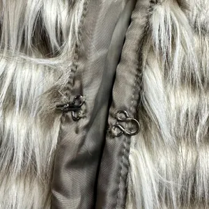 Ariat Women's Stripes Faux Fur Vest in Gray and Ivory, Size Smal thumbnail 4