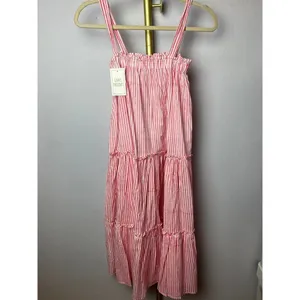 Grace Holiday Pink and White Stripe Tiered Dress NWT Sz. XS thumbnail 2