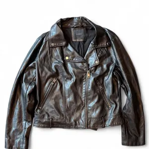 Elodie Black Faux Leather Moto Jacket Women’s Large Cropped Biker Motorcycle thumbnail 1