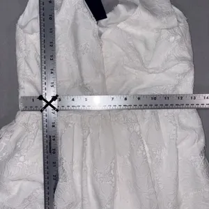 Layered with Love White Lace Mini Dress Bow Straps V-Neck Sleeveless Small NWT thumbnail 8