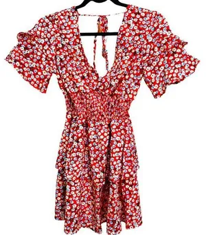 SHEIN Red w/Tiny Flowers Dress🌷🌷 thumbnail 1