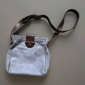 Vintage Lucky Brand Crossbody Bag Leather Purse Gray Brown Accents thumbnail 9