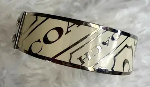 y2k Coach Cream Silver Bangle Bracelet thumbnail 1