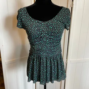 Postmark Womens Top‎ Size Small Anthropologie Polka Dot Green Gray Grey Peplum thumbnail 2
