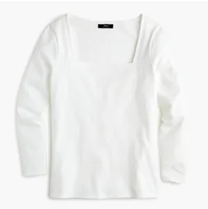 J Crew White Square Neck Long Sleeve Top Size Large thumbnail 1