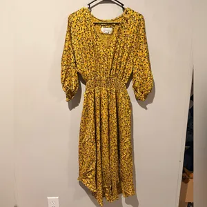 By Anthropologie Metallic Leopard Pleated Midi Dress Smocked Waist Gold XS thumbnail 2