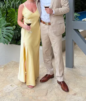 Show Me Your Mumu Anderson Maxi Dress Pale Yellow Luxe Satin thumbnail 5