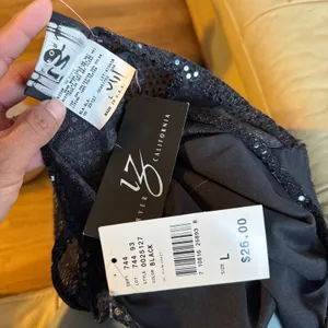 Byer California Black Sequin Camisole Top Vintage Y2K Spaghetti Strap NWT‎ Large thumbnail 6