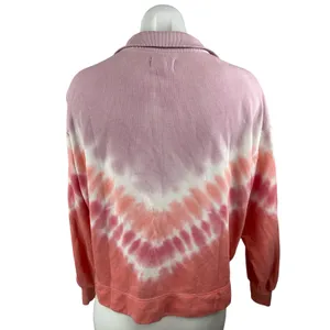 Lou & Grey Women's Pink Coral Tie Dye Quarter Zip Long Sleeve Sweatshirt Top XS thumbnail 2
