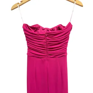Lulus Epitome of Allure Fuchsia Mesh Strapless Ruched Maxi Dress size S NWT thumbnail 6