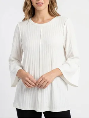 Anthropologie Entro Bell Sleeve blouse Top XLARGE Boat Neck Anthro thumbnail 1