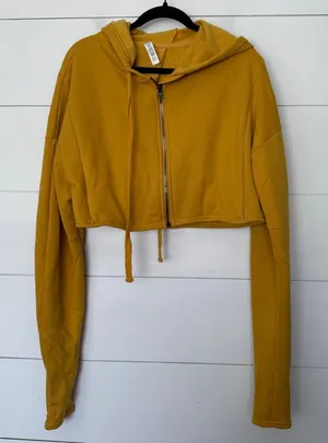 Alo Yoga Women’s Medium Yellow Extreme Crop Hoodie Jacket thumbnail 1