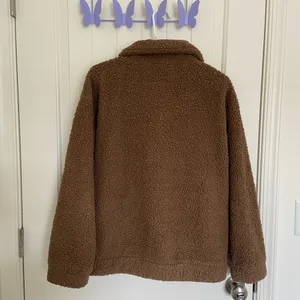 EUC | Women’s‎ fluffy teddy bear zip up jacket — small Brown thumbnail 5