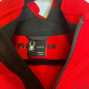 Spyder Womens Red Black Waffle Knit Quarter Zip Fleece Pullover SPFDD033 Small thumbnail 3