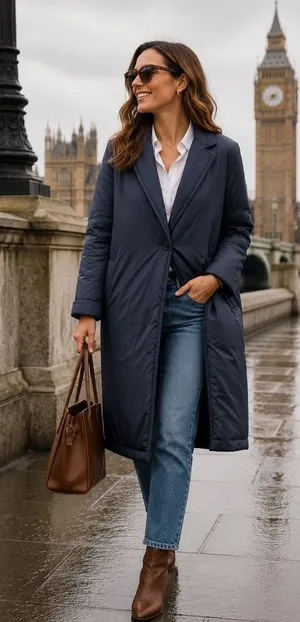 Vince Navy Longline Puffer Blazer Coat Jacket V5947-91167 Size S thumbnail 1