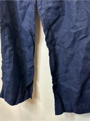 L.L. Bean Size 12 Navy Blue Drawstring Linen Blend Pants thumbnail 4