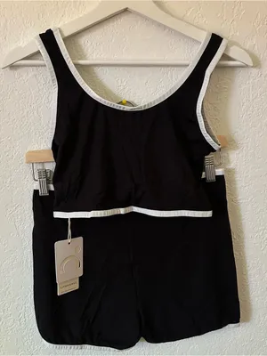 Commense Black & White Trim Crop Tank & Short Set S NWT thumbnail 5