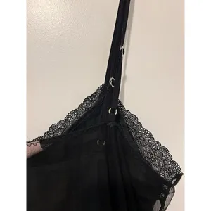 Victoria’s Secret Black Strappy Tulle Lace Nightie Lined Size Medium Babydoll thumbnail 8