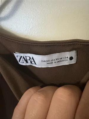 ZARA Brown Asymmetric Draped Mini Dress Size XS thumbnail 5