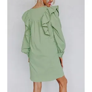 Entro Porch Swing Sips Mini Dress Pear Green Ruffle Button Front Small‎ NWT thumbnail 16
